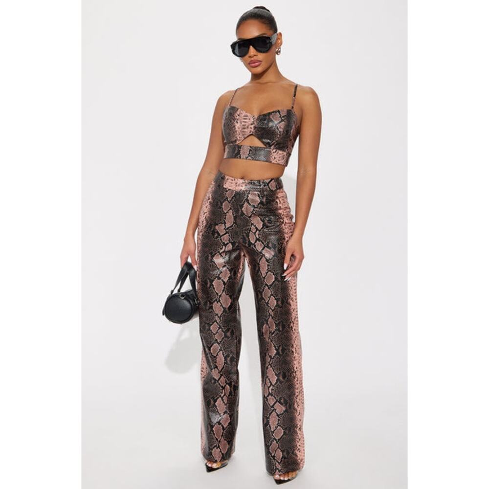 FASHION NOVA BRALETTE Bad Behavior Snake Print Faux Leather Large NWT